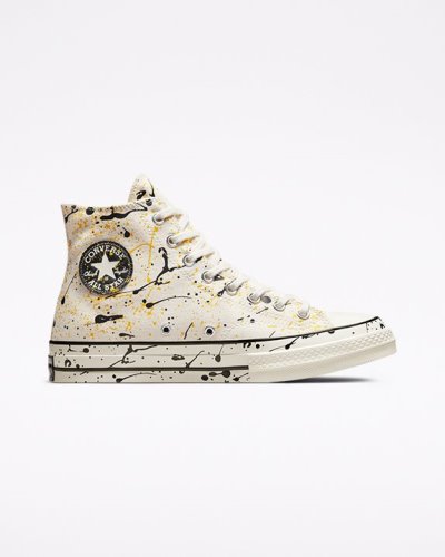 Tenis Converse Chuck 70 Paint Splatter Hombre White/Black/Yellow | q1ozIp
