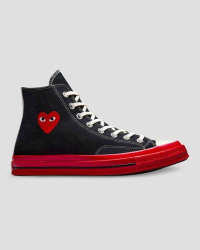 Tenis Converse X Comme des Garçons PLAY Chuck 70 Hombre Negros | qvJK4a
