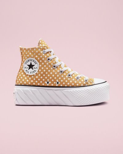 Tenis Converse Chuck Taylor All Star Lift 2x Polka Dot Mujer Dorados | ML7Yuk